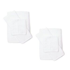 new 6-pc Jacquard Textured Velour 100% Cotton Towel Set w/ 2 Bath 2 Hand 2 Wash